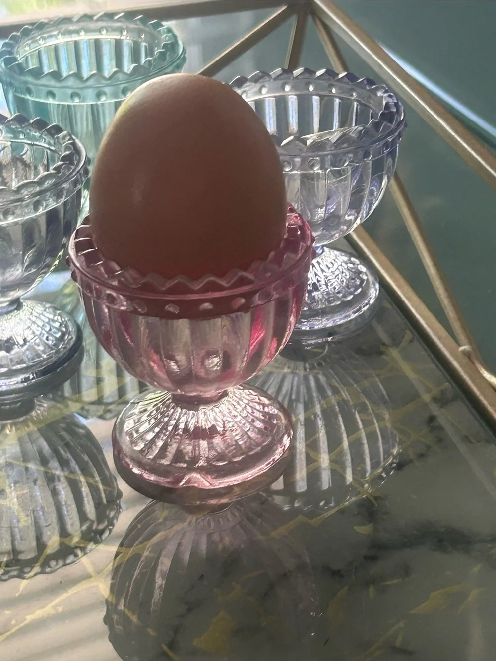 Set of 4 vintage egg cups, mini glasses bar display or kitchen home decor